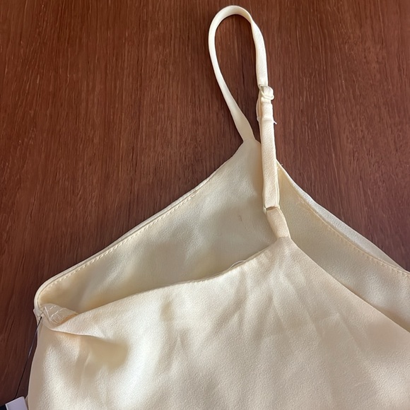 Design Lab Crepe Spaghetti Strap Cami, Ruffle Front & V-Back, Pale yellow, Sz S - Picture 7 of 13